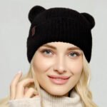 Шапка жіноча вовняна з вушками Cappulla чорна one size