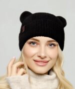 Шапка жіноча вовняна з вушками Cappulla чорна one size